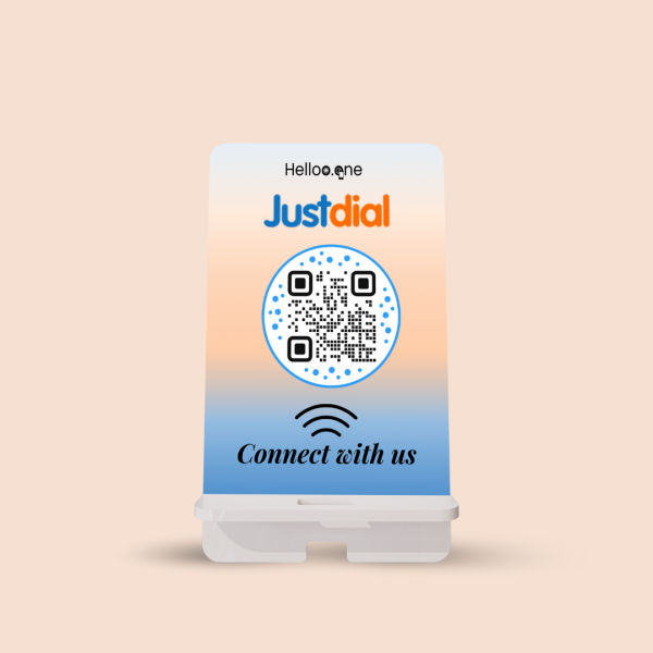 Justdial NFC Standee: A modern, interactive digital signage solution to elevate your brand visibility.